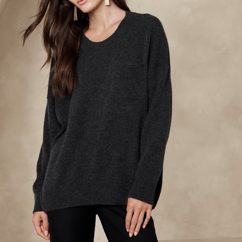 NWT! Banana Republic $150 Gray 100% Cashmere Lightweight Oversized Sweater XXS